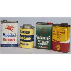 Lot of 4 - Vintage Misc. Outboard Motor Oil Cans c1950