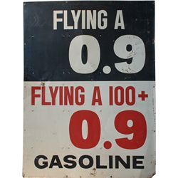 Lot of 2 Flying A Large Tin Gasoline Price Signs