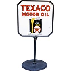 Texaco Motor Oil Double-Sided Porcelain Curb Sign