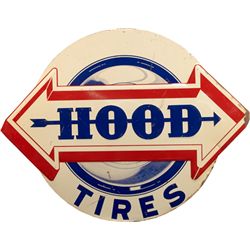 "HOOD TIRES" Embossed Die-Cut Tin Sign