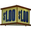 Image 1 : Triangular "$1.00" Light-Up 3-Sided Hanging Box Sign