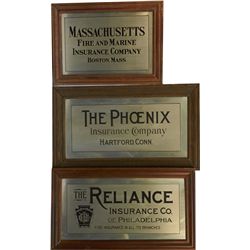 Lot of 3 Early Metal Insurance Company Signs in Wood
