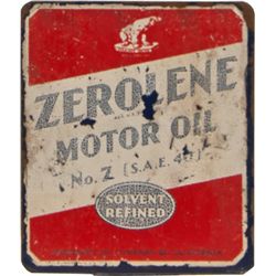 "ZEROLENE Motor Oil" Small Metal Valve Top Sign