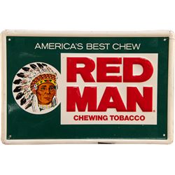 Lot of 2 Red Man Chewing Tobacco Tin Signs: