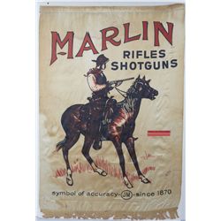 Original Early Marlin Rifles & Shotguns Banner w/Fringe