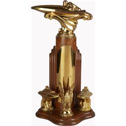 Vintage Wood & Bronze Speed Boat Racing Trophy c1940s