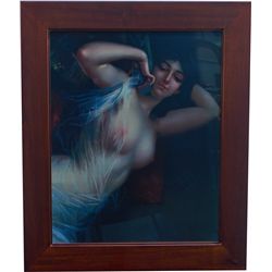 Nude Woman Arizona Saloon Print in Wood Frame