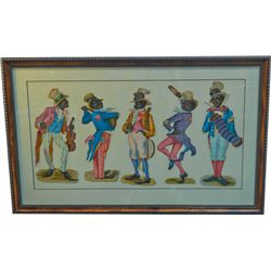 5 Black Americana Musician Cut-Outs in Frame