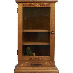 Early "B.L. Hibbs Pure Extracts" Oak Cabinet w/ Glass