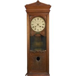 Antique Glass & Embossed Oak Case Bundy Time Recorder