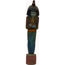 Painted Carved Wood Egyptian-Style Pharaoh Mummy Statue