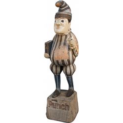 Large Painted Wooden "Punch" Cigar Store Figure