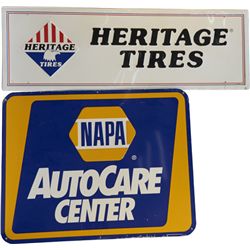 Lot of 2 - Automotive Embossed Tin Signs: