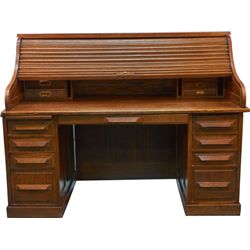Cutler Oak Roll Top Desk