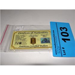 5 grains 999.9 14k pure gold bar