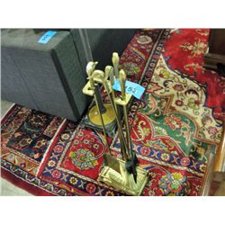 Brass fireplace companion set - duck handles