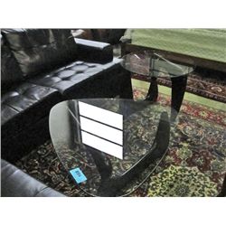 3pc mid century style glass top coffee table set'