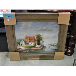 Framed oil on canvas transfer print