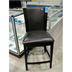 Brown leather dining room side table