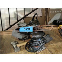 Belt sander, palm sander, roofers hammer and