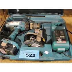 Mikita cordless drill with 2 batteries and charger