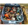Image 1 : Blue rubbermaid storage bin of assorted tools