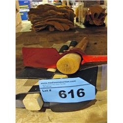 3 handy landscape tools; pick axe, shovel etc