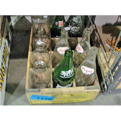 Vintage wooden pepsi crate and 10 assorted