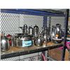 Image 1 : Shelf lot of teapots, coffee pots, misc items etc
