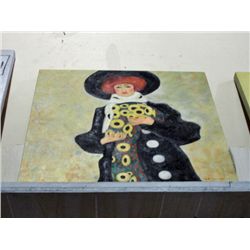 Oil on canvas transfer print - lady in black