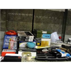 Shelf lot of assorted kitchen wares