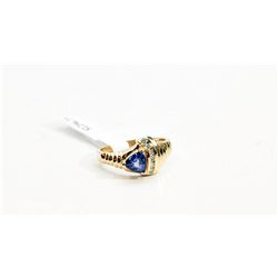 14k gold stamped tanzanite and diamond ring