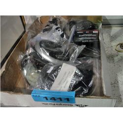 Box of assorted headsets, mp3 player, electronic