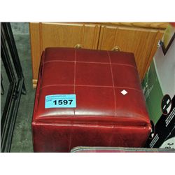 Leather footstool ottoman with underseat storage