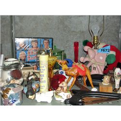 Shelf lot of collectables, misc and decorative