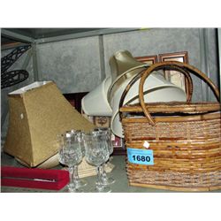 Shelf lot of decorative household items