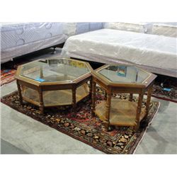 2pc glasstop coffee and end table set