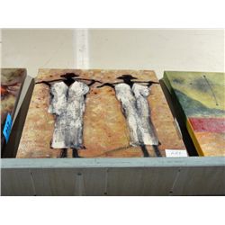 Oil on canvas transfer print 2 walking figures