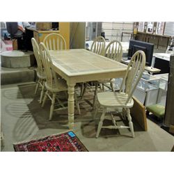 Bleached oak ceramic tile top dining table