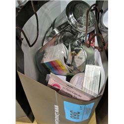 Brown store bag filled with brand new assorted