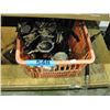 Image 1 : Red basket of assorted automotive parts
