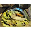 Image 1 : Grey pail filled with assorted tie down straps