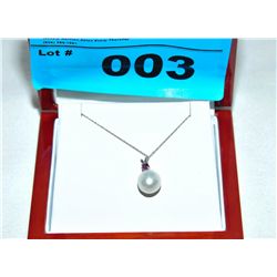 14Kt Gold Pearl & Amethyst Gemstone Necklace