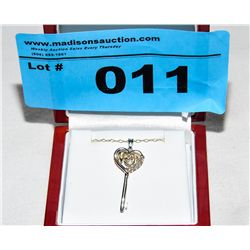 .925 Silver & Diamond Key Necklace