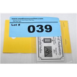 .999 Solid Certified Platinum Bar