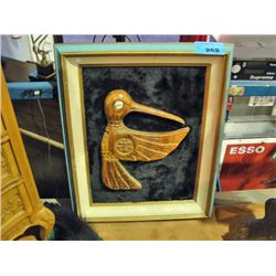 West coast native wood carving framed on black