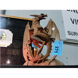 Carved wooden dragon figurine