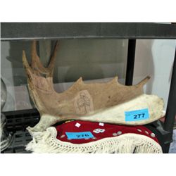 Scrimshaw carved moose antler