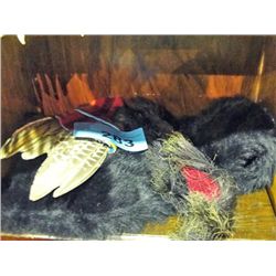 Native ceremonial shawl feathers and animal hair
