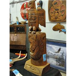 2pc west coast native wood carved totem